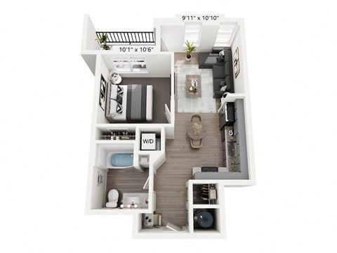 Floor plan for 1 bed, 1 bath, 552 sqft